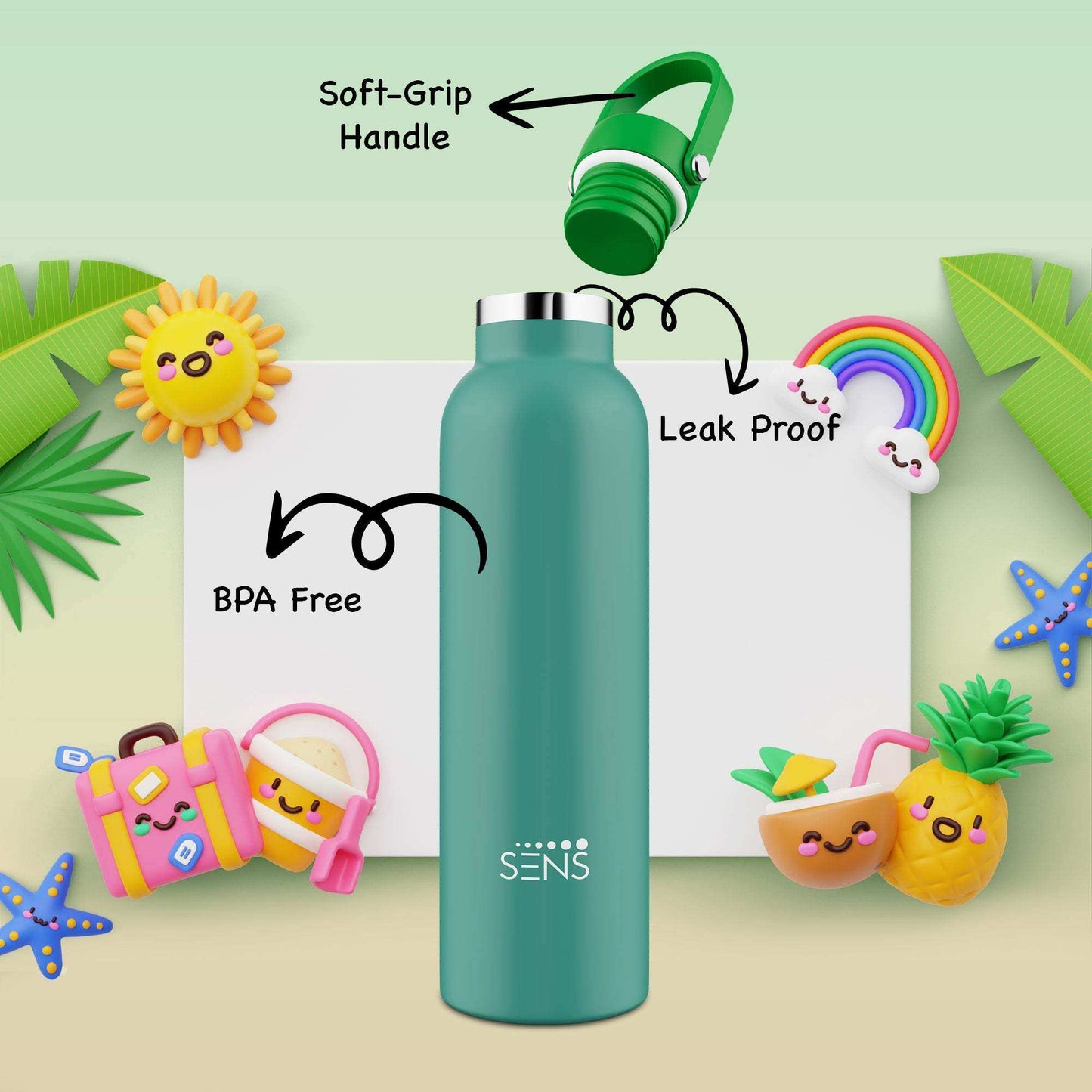 Double-walled stainless steel Hydra Joy Kids Water Bottle by SENS Life